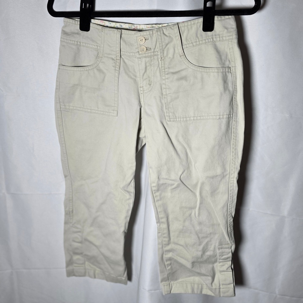 Y2K Aeropostale Vintage Khaki Capri‎ Pants Size 1/2 Double Button Waist